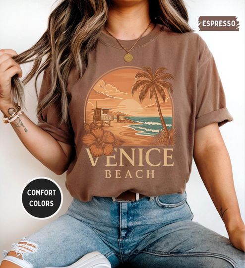 Discover Vintage Venice Beach T-shirt, Soft Distressed Tee, Beach Lover Gift