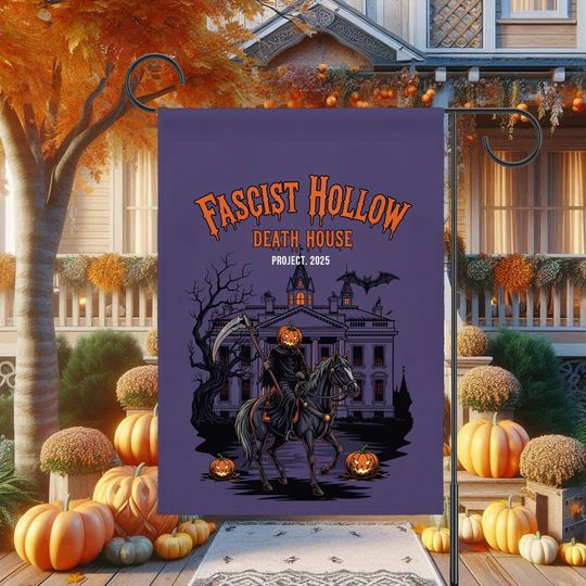 Discover Anti Trump Halloween House Flag, FDT Garden Flag, Fascist Hollow Whitehouse Death House Autumn Fall Decor, Political Satire, Grim Reaper