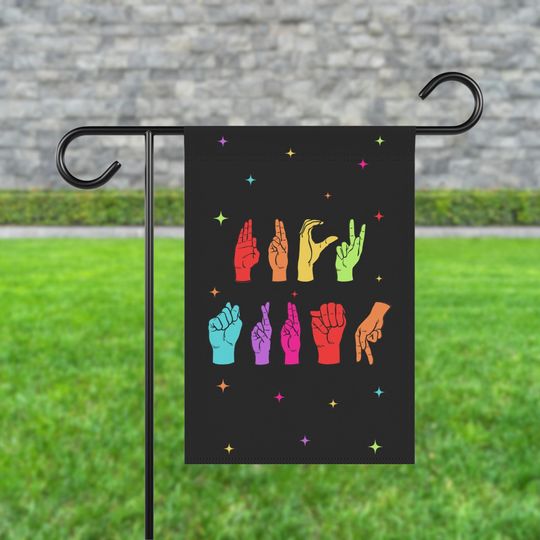 Discover Subtle Sign Language Fuck Trump Garden Flag - Colorful Rainbow Political Banner for Yard Decor, Outdoor Sign, Spring, FDT ASL Liberal Decor