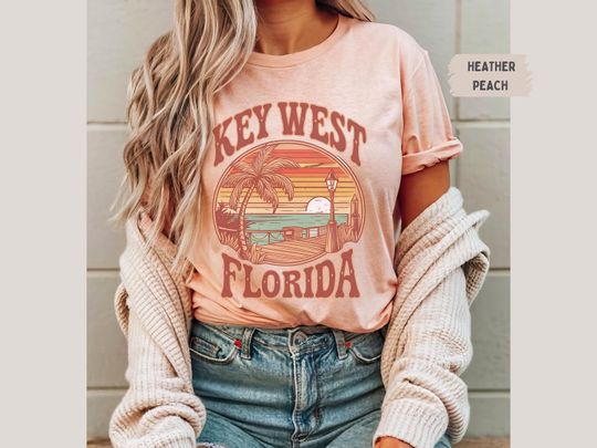 Vintage Key West Tshirt, Retro Florida Tee, Beach Vacation Shirt, Summer Souvenir Apparel