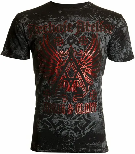 Discover ARCHAIC by AFFLICTION Men's 3D T-Shirt Achilles Black Cross Biker