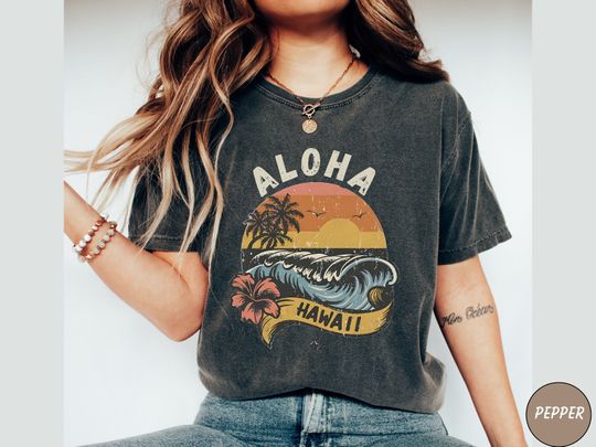 Discover Aloha shirt, Hawaii T shirt, Beach tshirt, Hawaii gift for her, Hibiscus shirt Beachy t shirt Summer Gifts Surf tshirt Comfort Colors Hawaii