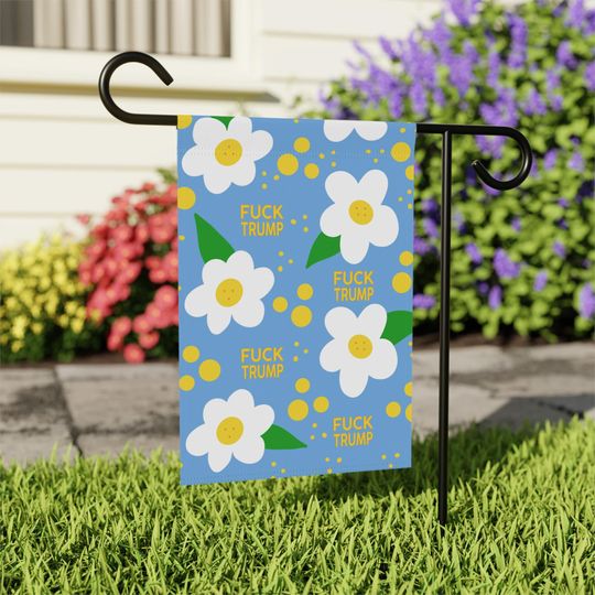 Discover Subtle Daisy Blue Trump Garden Flag - Colorful Floral Political Banner for Garden Decor, Outdoor, Yard Sign, Spring