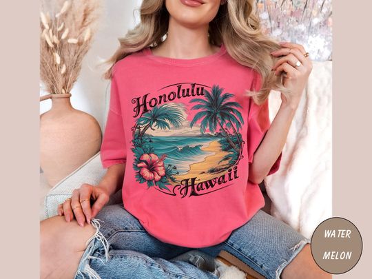 Discover Honolulu shirt, Vintage Hawaii T shirt, Beach tshirt, Hibiscus tee Beachy t shirt Summer Gifts Surf tee Comfort Colors Hawaii, Aloha Tshirt