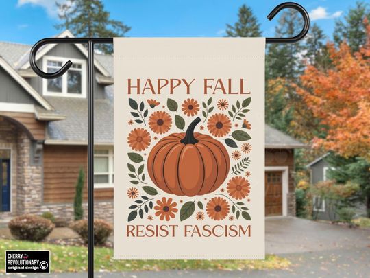 Discover Anti Trump Fall Yard Garden House Flag, Resist Fascism, Liberal Leftist Political Feminist Halloween, Fuck MAGA Fascists, Protect Democracy