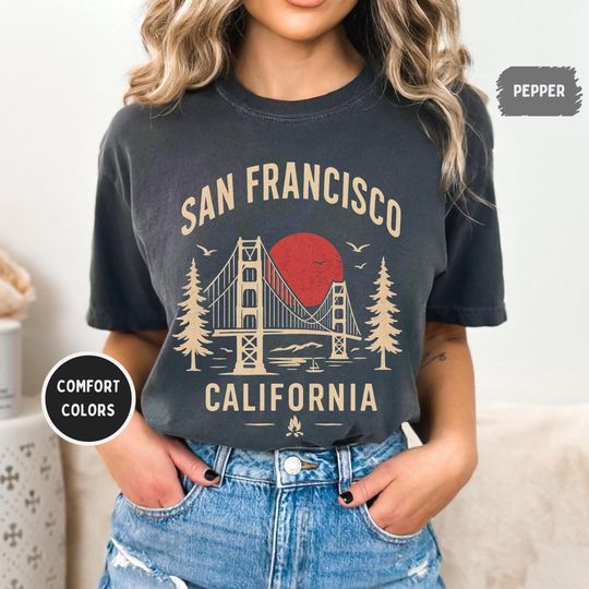 Discover Vintage San Francisco Comfort Colors T-shirt, Retro Bay Area Tee, Unisex Garment-Dyed Shirt, Souvenir Gift, Travel Clothing, Classic