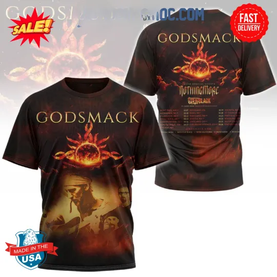 Discover Godsmack With Nothingmore And Flatblack 2024 Tour 3D T-Shirt