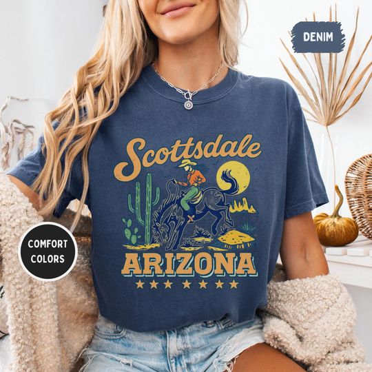 Discover Vintage Scottsdale Arizonna T-shirt, Comfort Colors Tee, Unisex Shirt, Souvenir Gift, Retro Graphic Tee, Western tee, Country shirt