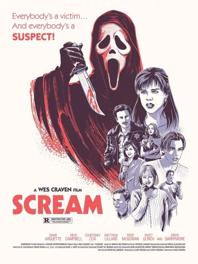 Discover 1996 Scream Movie Poster 11x17 Sidney Prescott Dewey Vertical Poster