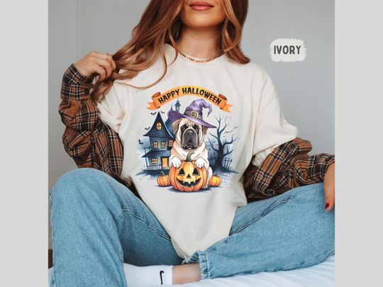 Discover English Mastiff Shirt Halloween Comfort Colors Shirt, Pumpkin Shirt Funny Mastiff Tee Mastiff Mom English Mastiff Lover Shirt Mastiff gift