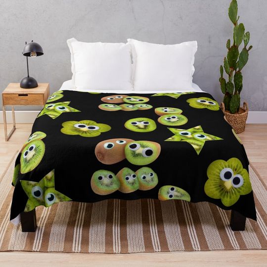 Discover Kawaii Kiwi Googly Eye Goobers Throw Blanket