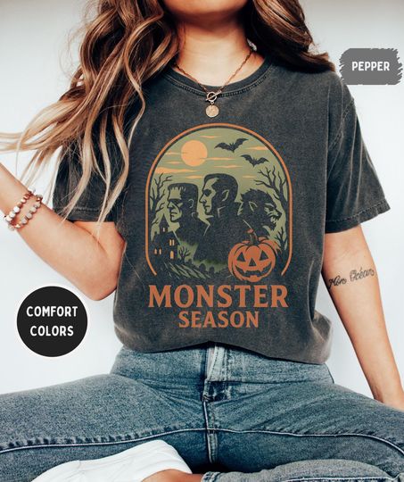 Discover Monster Season Halloween Shirt - Retro Vintage Horror Tee - Monsters Funny t shirt - Spooky Season - Comfort Colors 1717