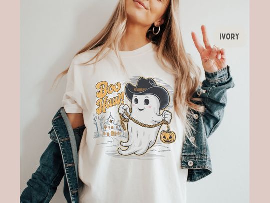 Halloween Boo Haw Western Shirt, Vintage Ghost Halloween Shirt, Retro Ghost, Witch Shirt, Retro Fall Shirt