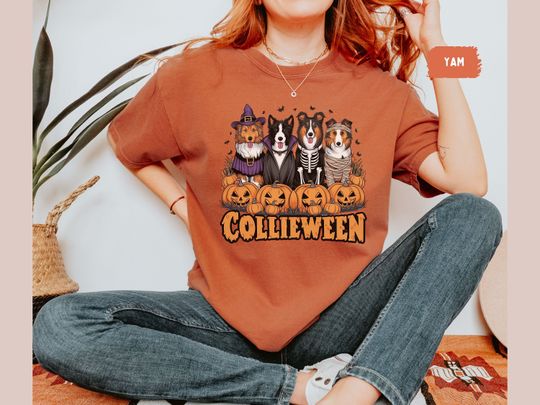 Funny Rough Collie Halloween Shirt, Pumpkin Shirt, Retro Rough Collie Tee, Rough Collie Mom, Rough Collie Lover tee, Collie gift