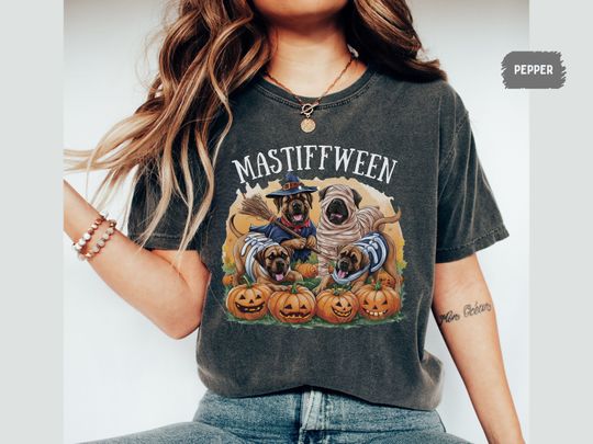 Discover Funny English Mastiff Shirt Halloween Comfort Colors Shirt Pumpkin Shirt Mastiff Tee Mastiff Mom English Mastiff Lover Shirt Mastiff gift
