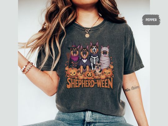 Discover Funny German Shepherd Shirt Halloween Comfort Colors Shirt Pumpkin Tshirt Spooky Shepherd dog Tee Rough Shepherd Mom Shepherd Lover gift
