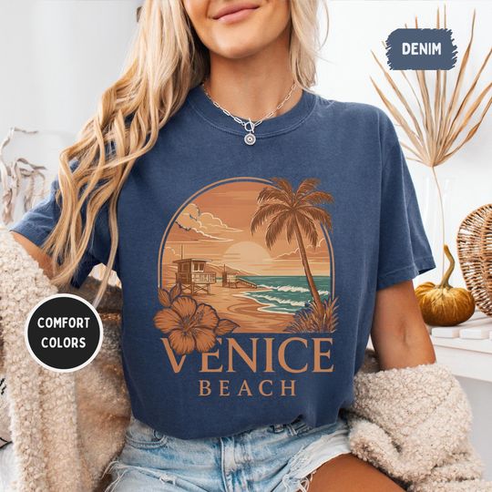 Discover Vintage Venice Beach T-shirt, Retro Tee, Beach Lover Gift
