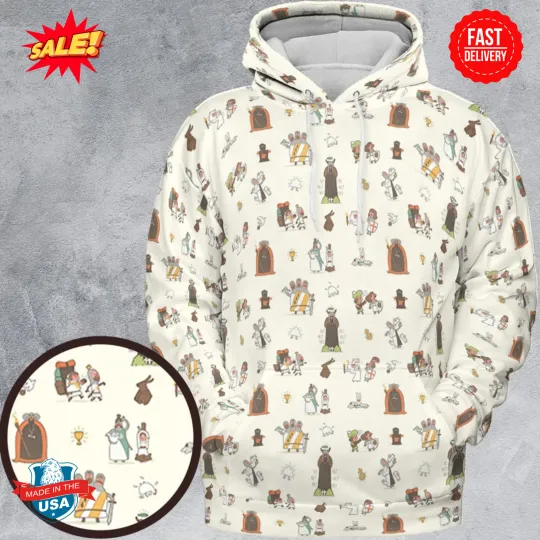 Discover The Holy Grail Pattern Monty Python Button Down All-over Print Hoodie