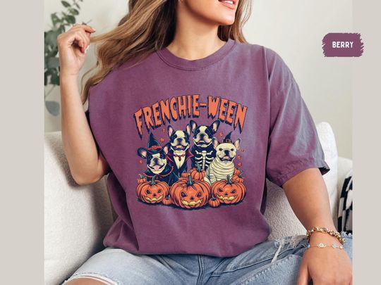 Discover Funny French bulldog Halloween Comfort Colors Shirt, Pumpkin Tshirt Spooky frenchie dog tee French bulldog Mom gift Spooky french bulldog