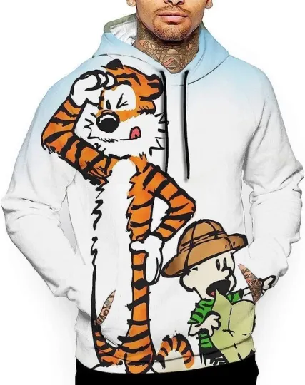 Discover Calvin And Hobbes Adventure Time Full Printed 3D Hoodie
