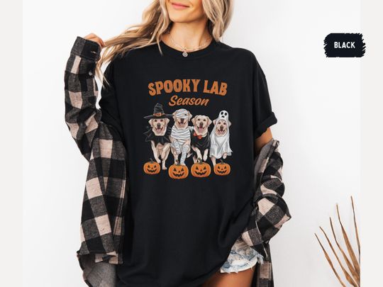 Discover Funny Labrador Retriever Halloween Comfort Colors Shirt, Pumpkin Tshirt Lab Halloween tee Black Labrador Mom gift Lab dog Fall gift Lab mama