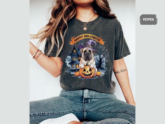 Discover English Mastiff Shirt Halloween Comfort Colors Shirt, Pumpkin Shirt Funny Mastiff Tee Mastiff Mom English Mastiff Lover Shirt Mastiff gift