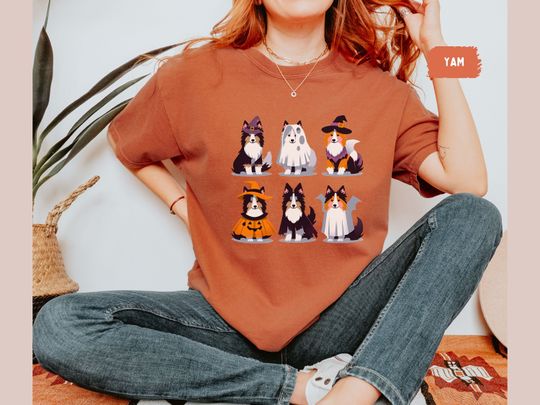 Discover Rough Collie Shirt Halloween Comfort Colors Shirt Pumpkin Shirt Funny Rough Collie Tee Rough Collie Mom Rough Collie Lover Shirt Collie gift