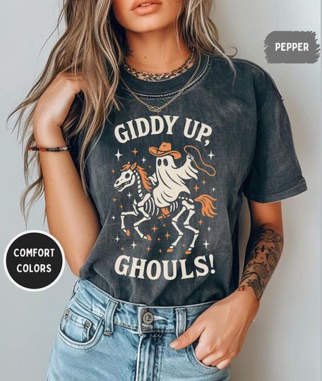 Western Halloween Cowboy Ghost Shirt, Skeletal Horse Vintage Tee, Spooky Fall Graphic, Fall gifts