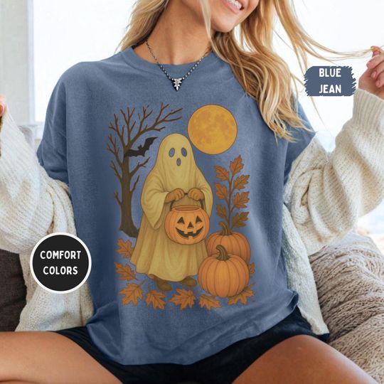 Discover Retro Halloween T-shirt, Vintage Style Comfort Colors Tee, Unisex Shirt for Fall, Spooky Costume Top, Cotton Graphic Tee, Halloween Party