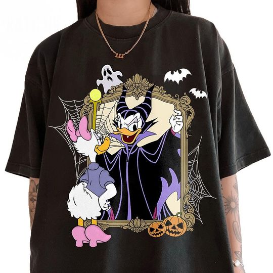 Discover Daisy Duck Maleficent Halloween T-Shirt,  Disney Villain Reflection Tee, Funny Mirror Halloween, Disneyland Vacation Trip Gift 2025 Tee