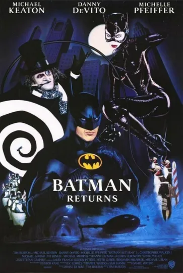 1992 Batman Returns Movie Poster Print Michael Keaton DC Comics Gotham Vertical Poster