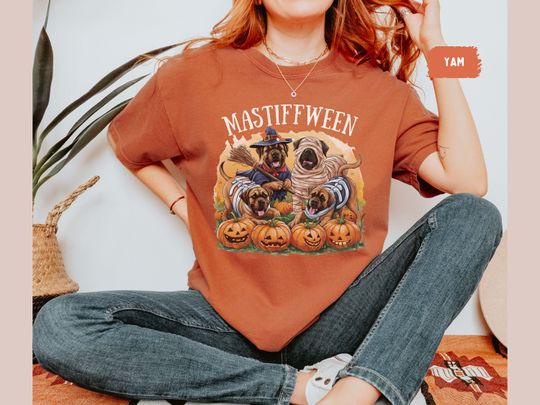 Discover Funny English Mastiff Halloween Shirt, Pumpkin Shirt, Mastiff Tee, Mastiff Mom, English Mastiff Lover