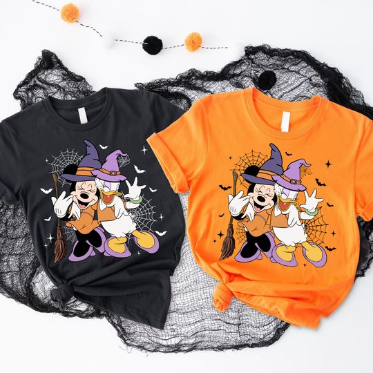 Minnie and Daisy Halloween Shirt, Disney Vintage Besties Shirt, Girls Halloween Shirt, Spooky Minnie and Daisy Tee, Not Scary Tee, Baby Tee