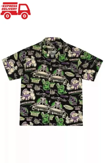 Halloween Ghostbusters Slimer Camp Hawaiian Shirt