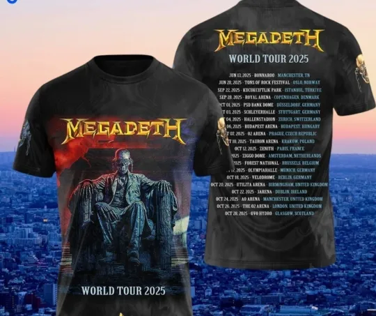 Discover Megadeth Announces Destroy Destruction All Enemies Tour 2025 T-Shirt Men Women