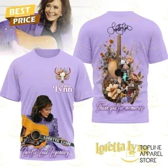 Discover Loretta Lynn Signature Thank You For Memories 3D T-Shirt