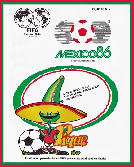 1986 Mexico World Cup Wall Art Poster, Official Program, 8x10 Vertical Poster