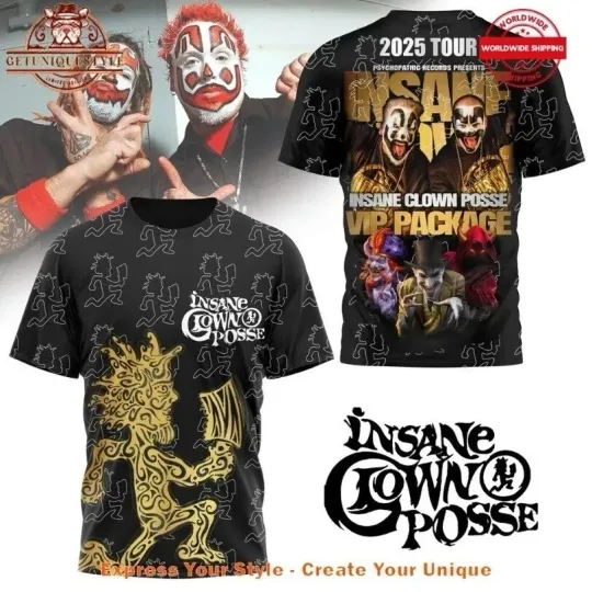 Discover Insane Clown Posse 2025 Tour Psychopathic Records 3D T- Shirt