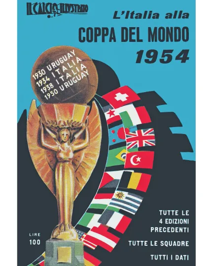 1954 World Cup Italy Poster Official Program Cover Vertical Poster
