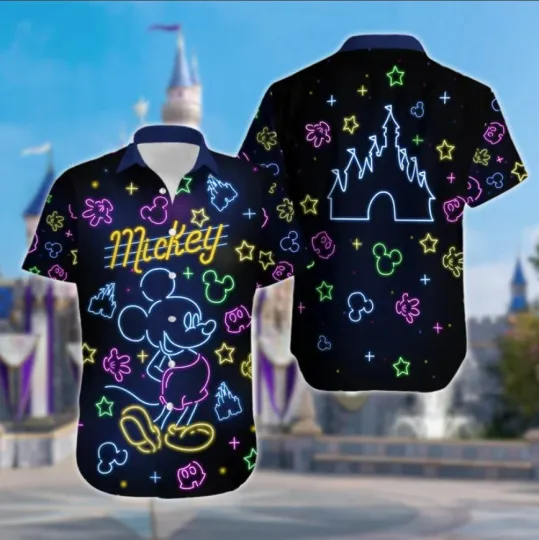 Discover Mickey Mouse Neon 3D Hawaii Shirt Halloween Gift Best Price Christmas Gift