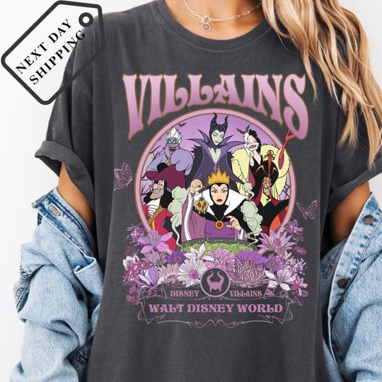 Discover Comfort Colors Vintage Disney Villains Shirt, Maleficent Witch Tee, Retro Halloween Disney Top, Disneyland Spooky Season Shirt Q0148
