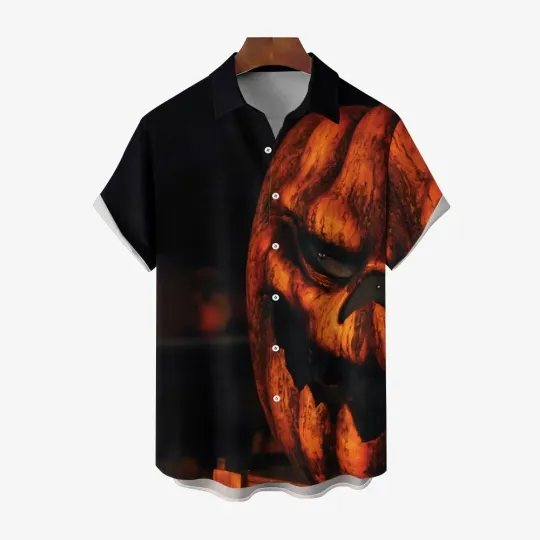 Discover Halloween Ghost Pumpkin Casual Short Sleeve Shirt 2408007011