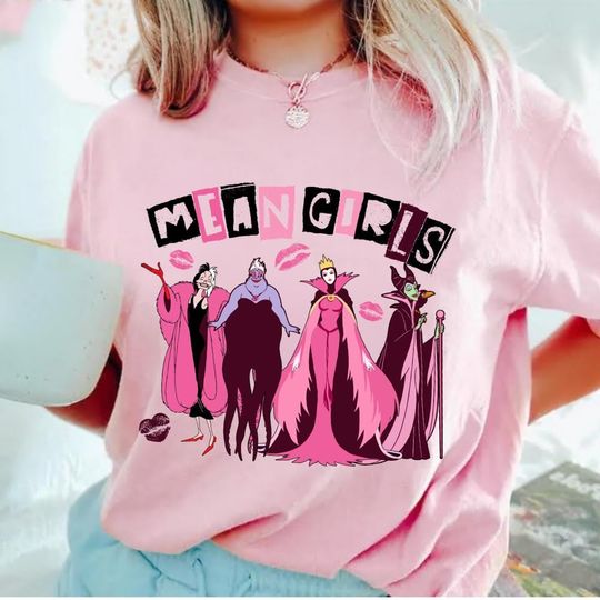 Mean Girls Villains Shirt, Disney Evil Queens Halloween Tees, Wicked Villains Gang, Pink Bad Girls, Bad Witches Club Besties Tee
