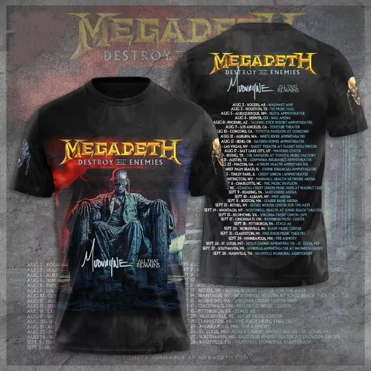 Megadeth Announces Destroy Destruction All Enemies Tour 2024 T-Shirt Men Women