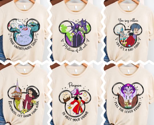 Discover Disney Villains Shirt, Bad Witches Tee, Maleficent T-Shirt, Evil Queen Sweatshirt, Cruella De Vil Crewneck, Mickey Head Ursula Sweater