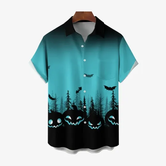 Discover Halloween Ghost Pumpkin Casual Short Sleeve Shirt 2409002250