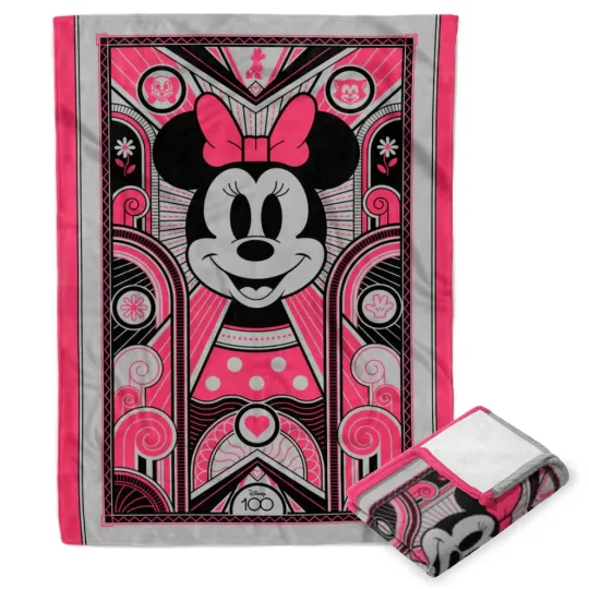 Discover Disney D100 Art Deco Minnie Pink Fleece Blanket