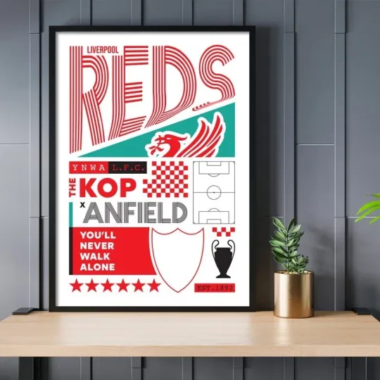 Discover Liverpool FC Vertical Poster - Wall Art, Wall Decor, Gift for Fans