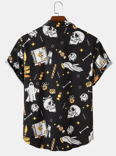 Discover Halloween Themed Hawaiian Shirt - Skulls, Ghosts Print