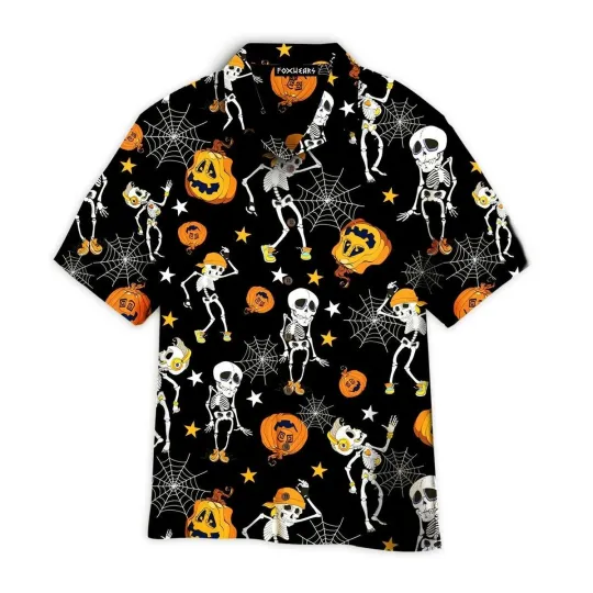 Discover Halloween Skeletons Dancing With Pumkins Hawaiian Shirt